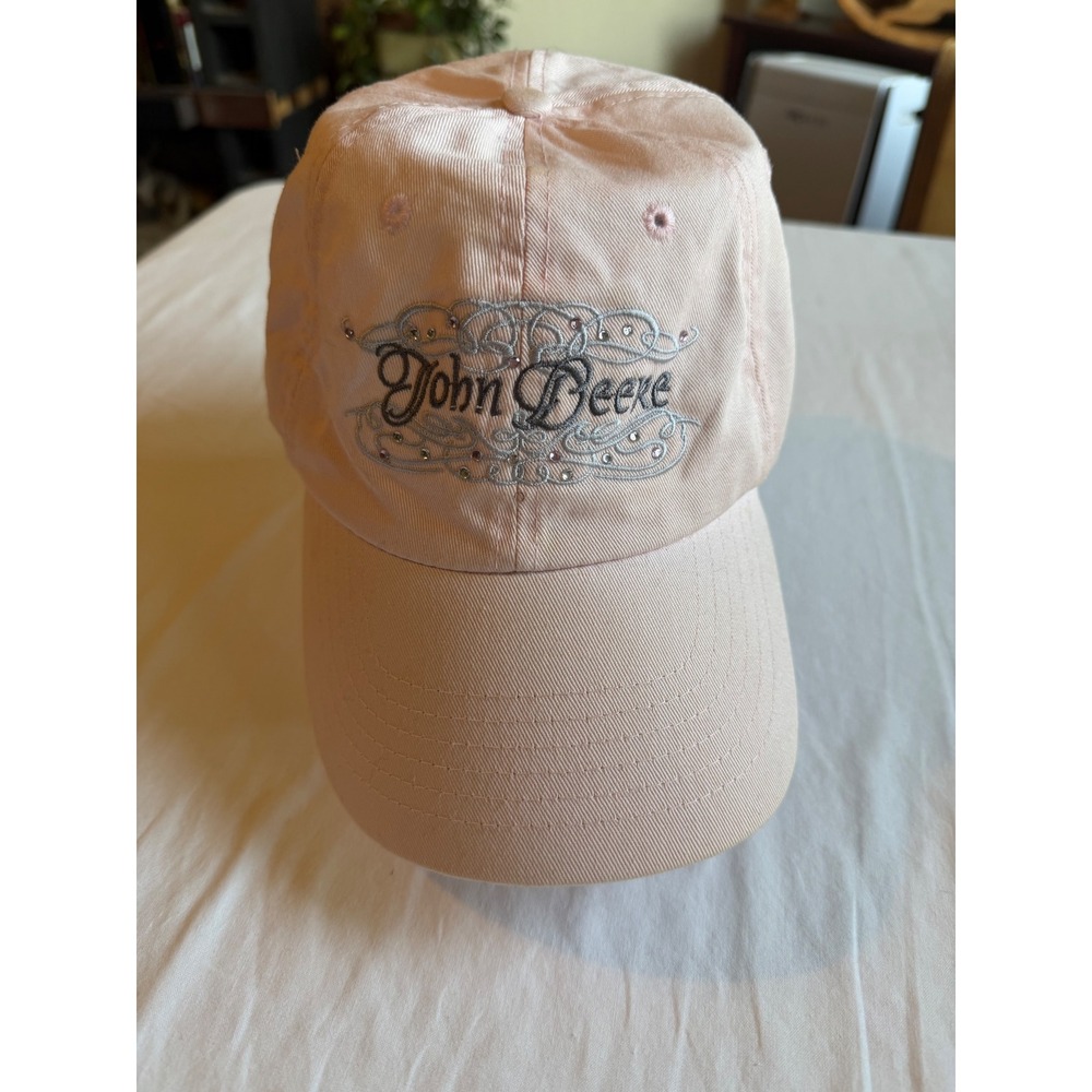 John Deere Pink Rhinestone Embroidered Cotton Baseball Cap Hat K-Products